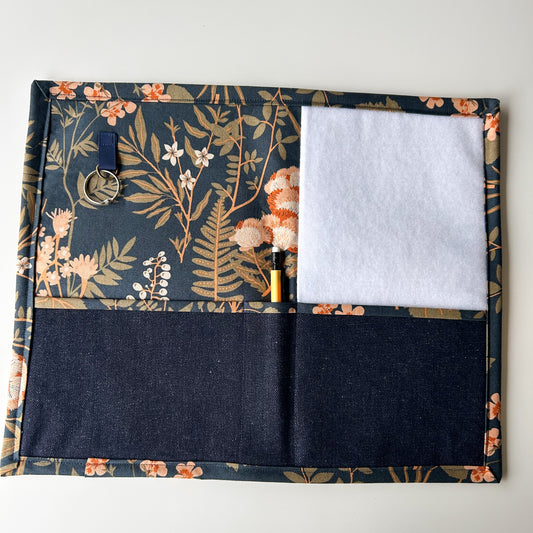 Cross Stitch Retreat Mat - Wildflowers on Navy Background