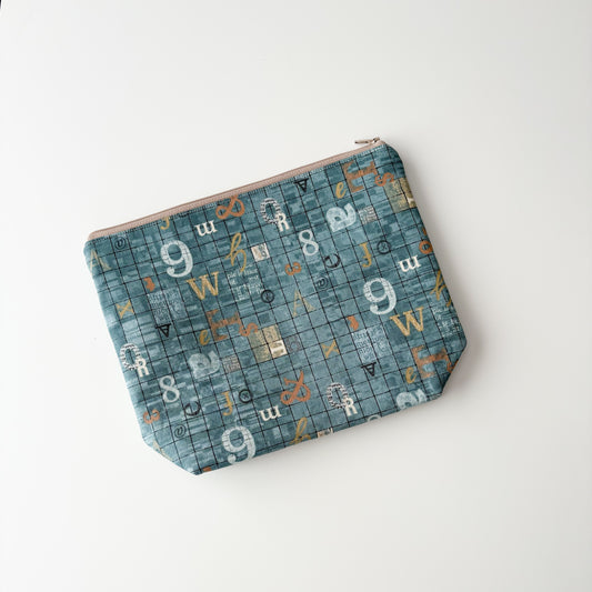 Sock Project Bag - Teal with Type Letters
