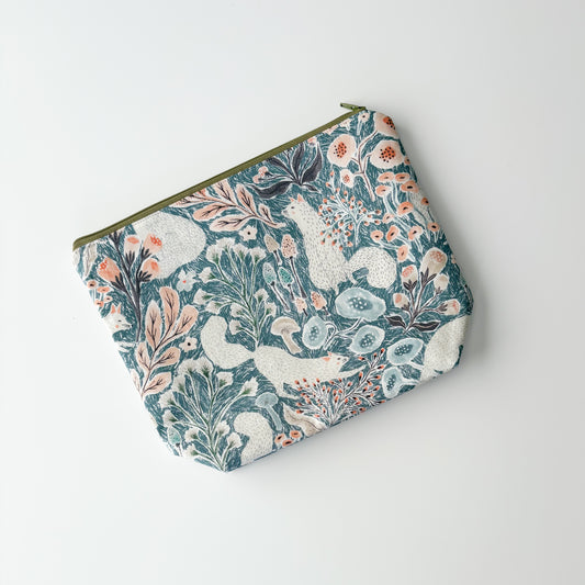 Sock Project Bag - Foxes on Teal