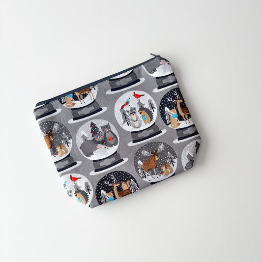 Sock Project Bag - Woodland Snow Globes