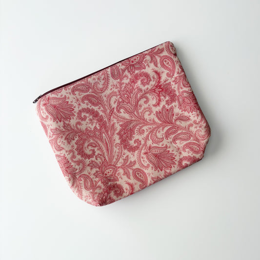 Sock Project Bag - Red/Tan Paisley