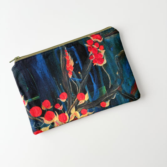 Notion Pouch - Red Berries on Navy