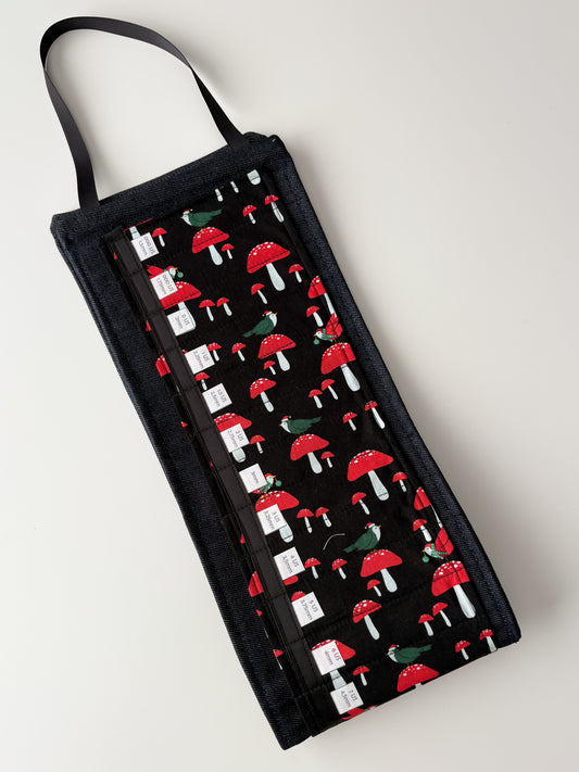 Circular Needle Organizers - Red Mushrooms on Black