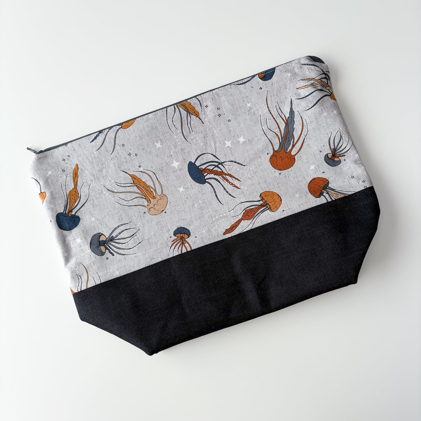 Denim - Shawl Zippered Project Bag - Jellyfish
