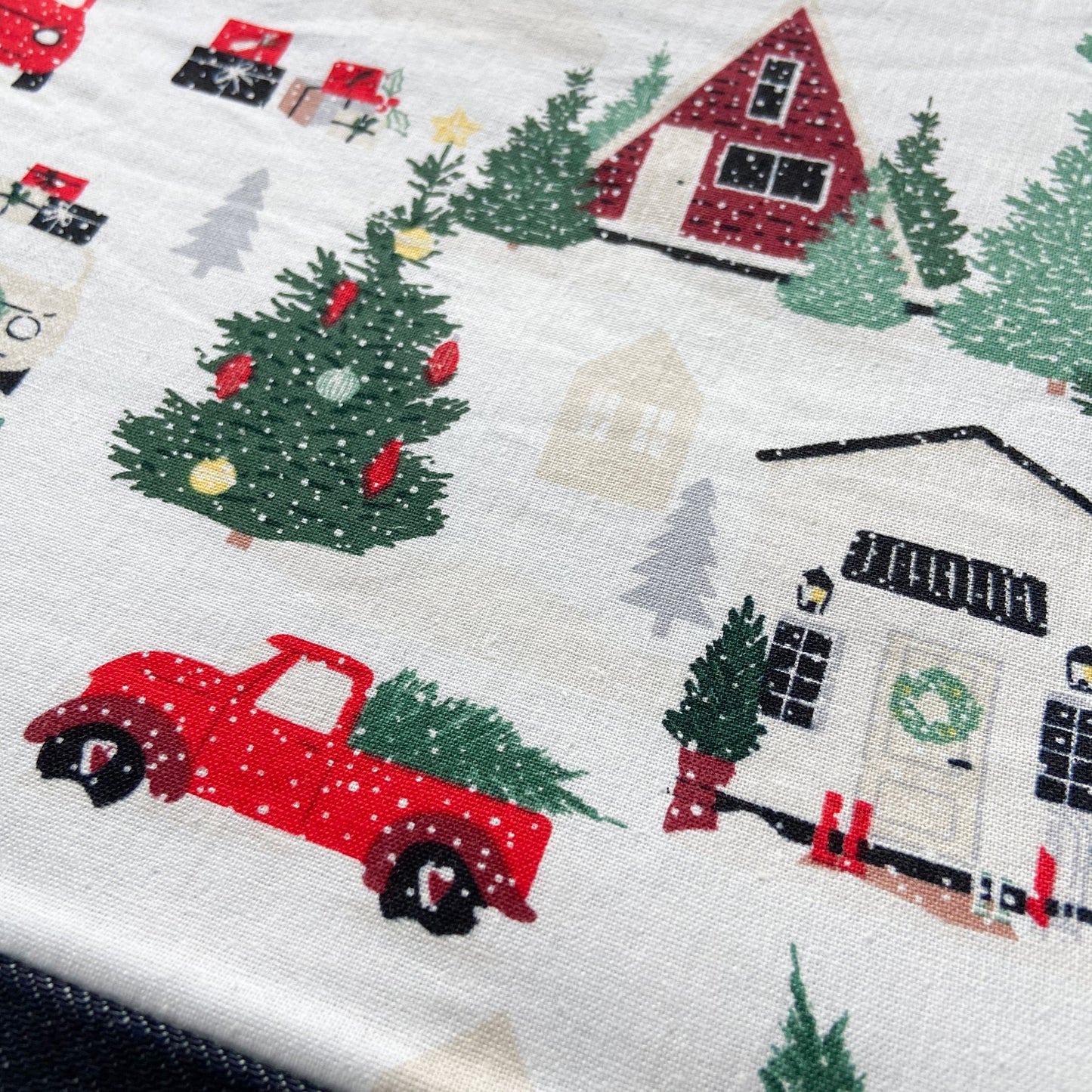 Cross Stitch Zippered Project Bag - Christmas Cottage