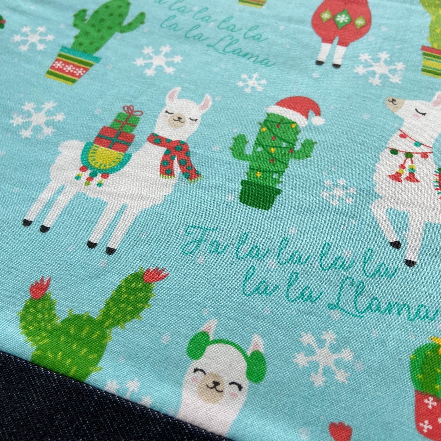 Cross Stitch Zippered Project Bag - Teal Fa la la Llamas