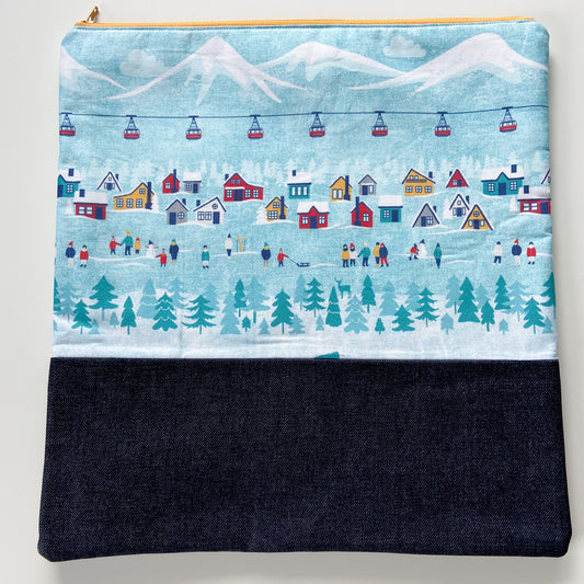 Cross Stitch Zippered Project Bag - Alpine Ski Lodge