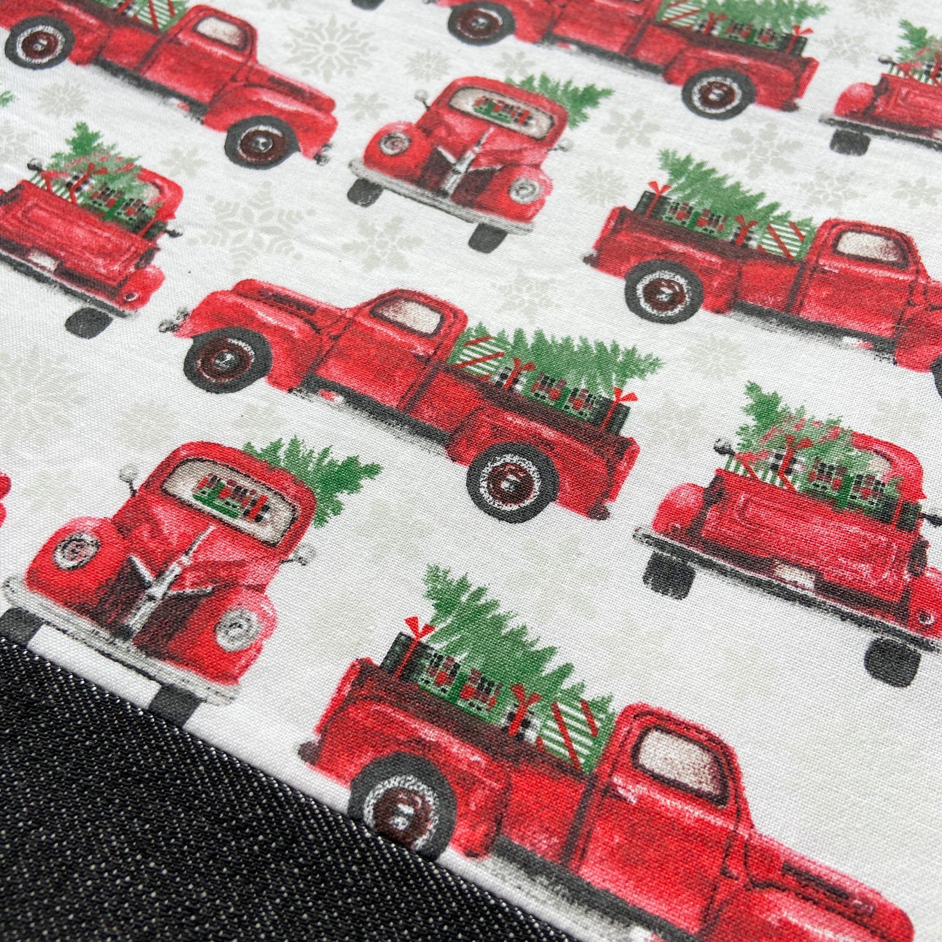 Cross Stitch Zippered Project Bag - Christmas Red Trucks