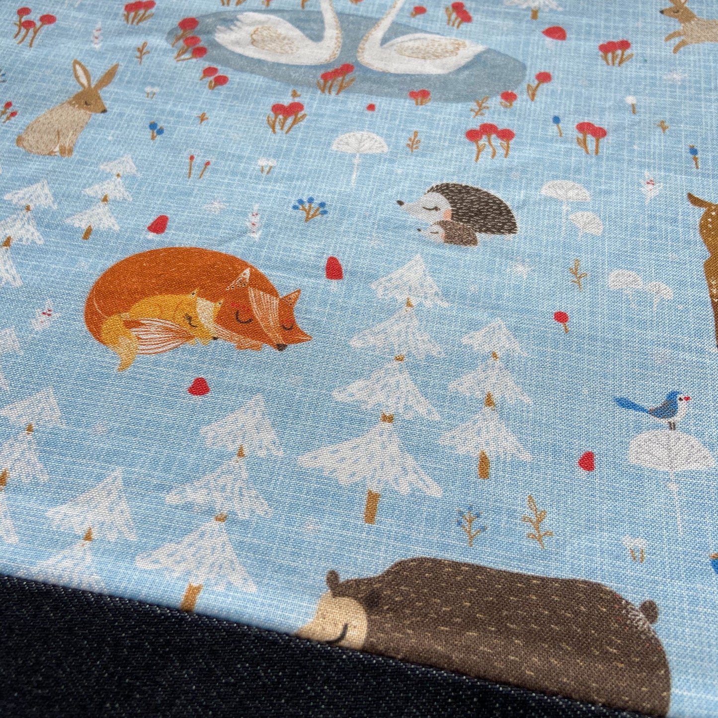 Cross Stitch Zippered Project Bag - Blue Woodland Animals