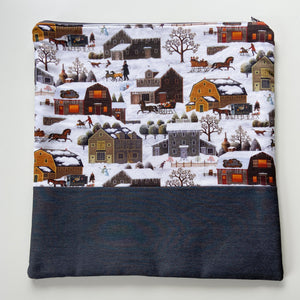 Cross Stitch Zippered Project Bag - Old Time Winter Town