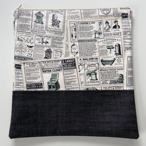 Cross Stitch Zippered Project Bag - Commode News Ads