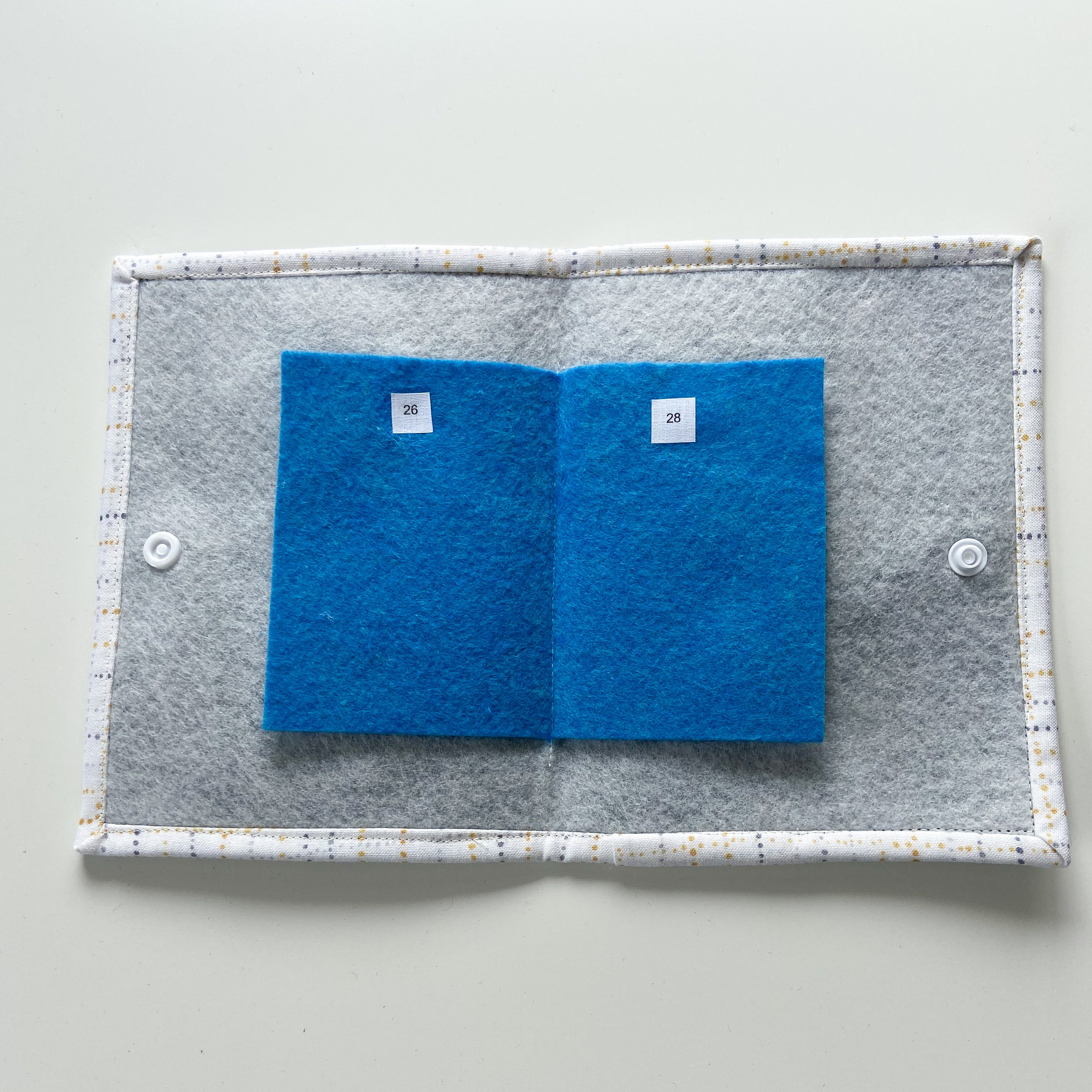Cross Stitch Needle Holder/Thread Bed - Blue/Yellow/Grey