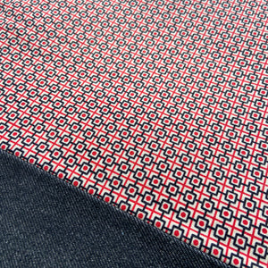 Cross Stitch Zippered Project Bag - Red/Black Geometric
