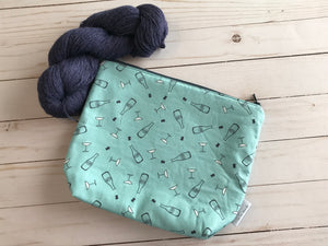 Sock Project Bag - Blue with champagne bottles