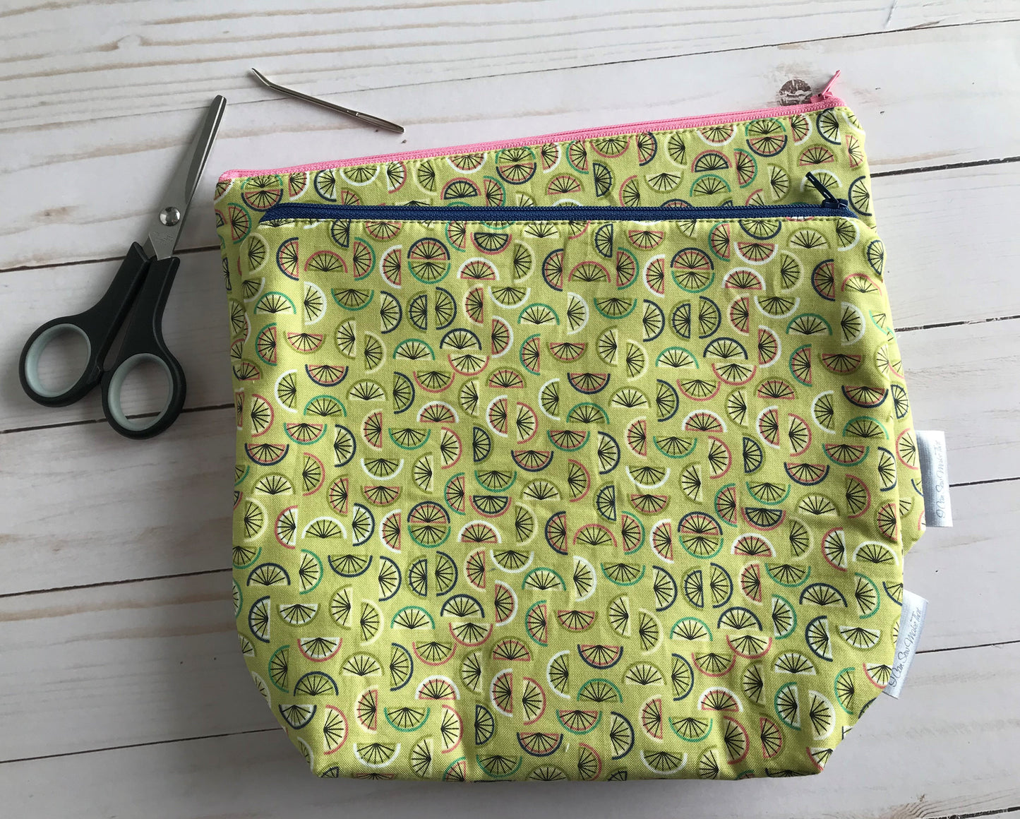 Sock Project Bag - Green with citrus