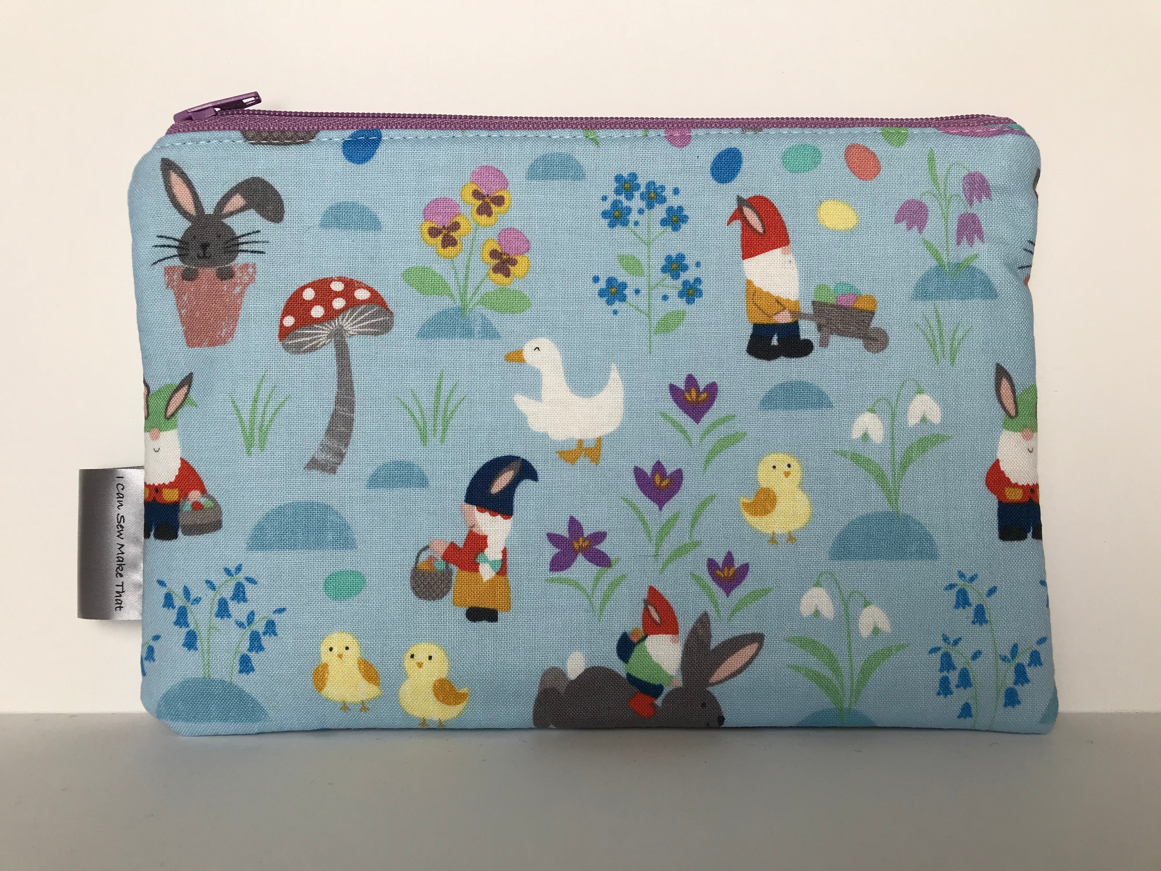 Notion Pouch - Blue with gnome riding a bunny
