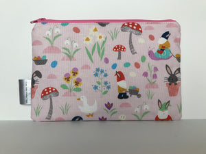 Notion Pouch - Pink with gnome riding bunny