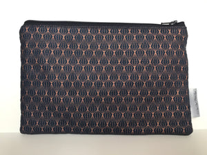 Notion Pouch - Navy with bronze pattern