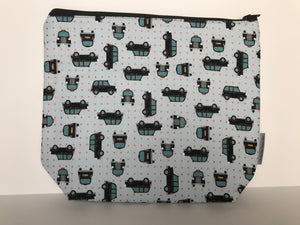 Sock Project Bag - Light Blue with Taxi