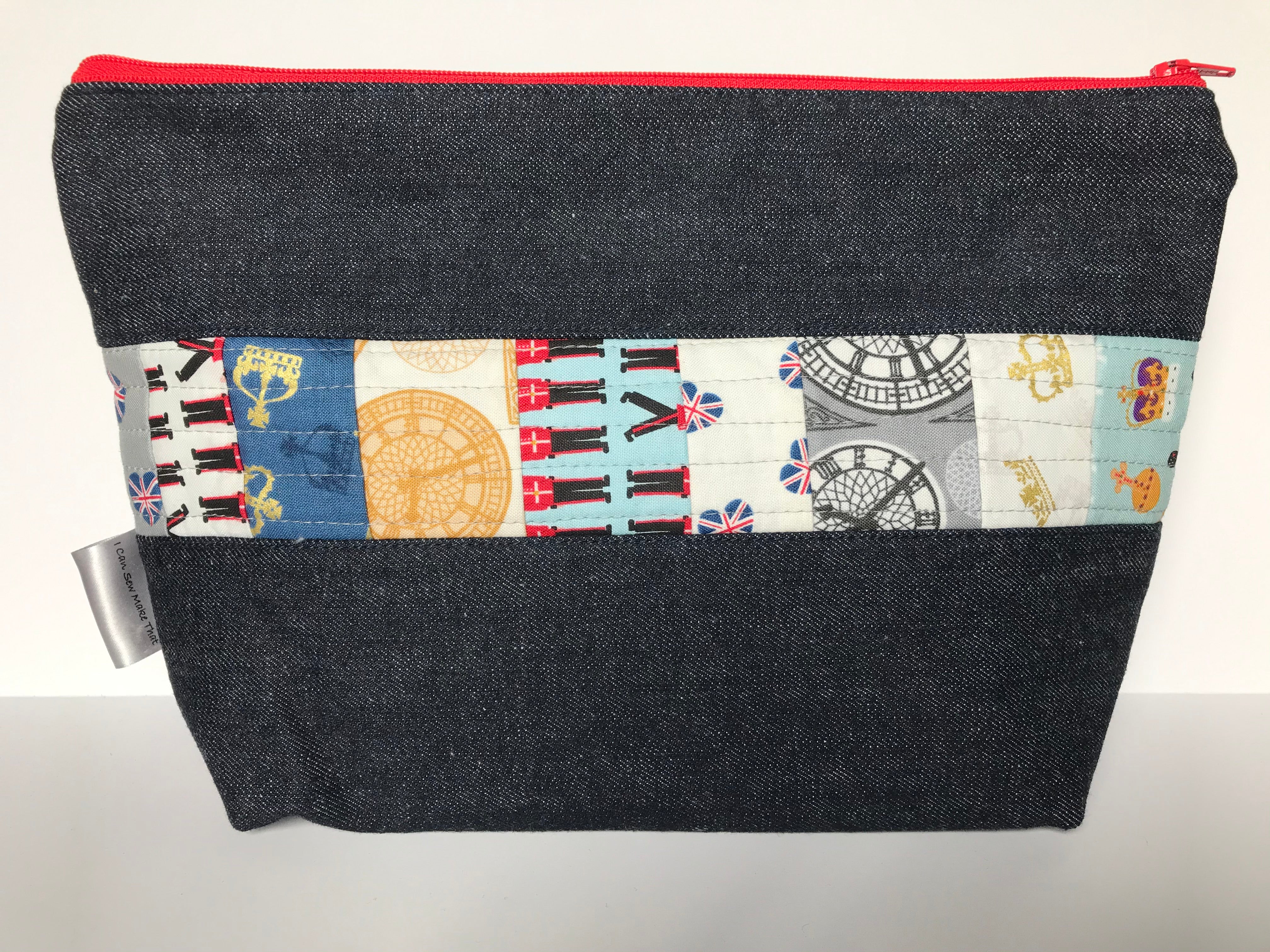 Small Zippered Project Bag - Brittania Quilted Fabric Panel