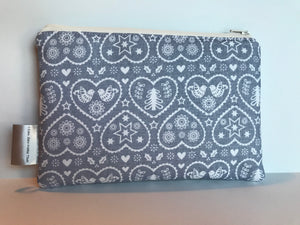 Notion Pouch - Grey Scandi Christmas hearts