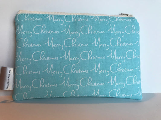 Notion Pouch - Turquoise Merry Christmas Text