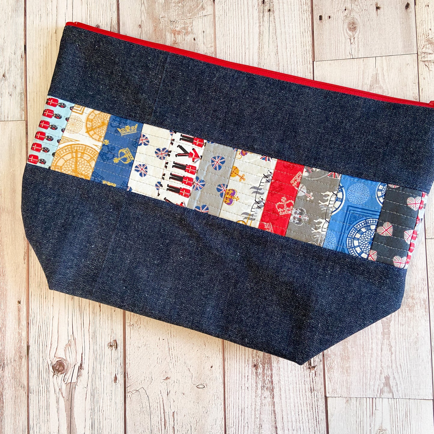 Denim - Sweater Zippered Project Bag - Quilted Brittania