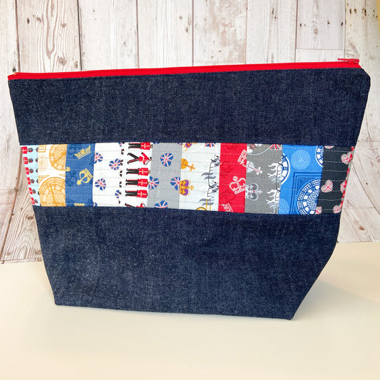 Denim - Sweater Zippered Project Bag - Quilted Brittania