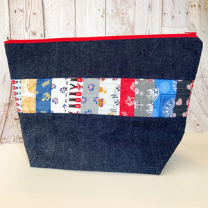 Denim - X-Large Zippered Project Bag - Quilted Brittania