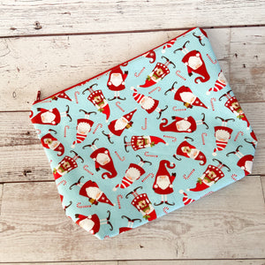Sock Project Bag -  Santa Gnomes & Candy Canes