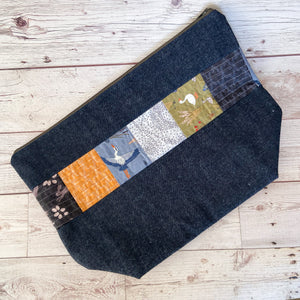 Denim - X-Large Zippered Project Bag - Quilted Marshland