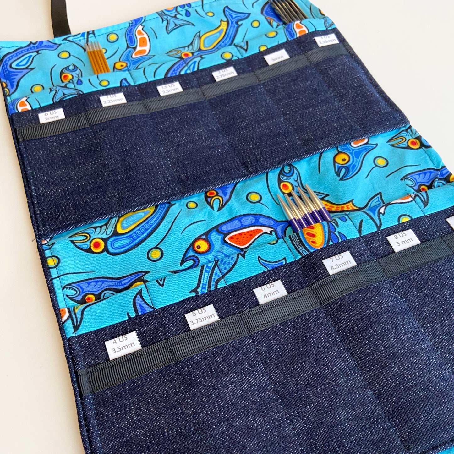 DPN Needle Organizer - Blue Indigenous Fish Artwork