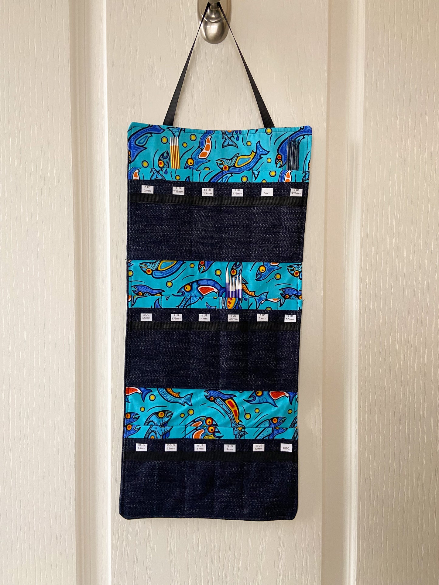 DPN Needle Organizer - Blue Indigenous Fish Artwork