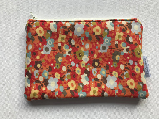 Notion Pouch - Orange/Grey/Cream flowers