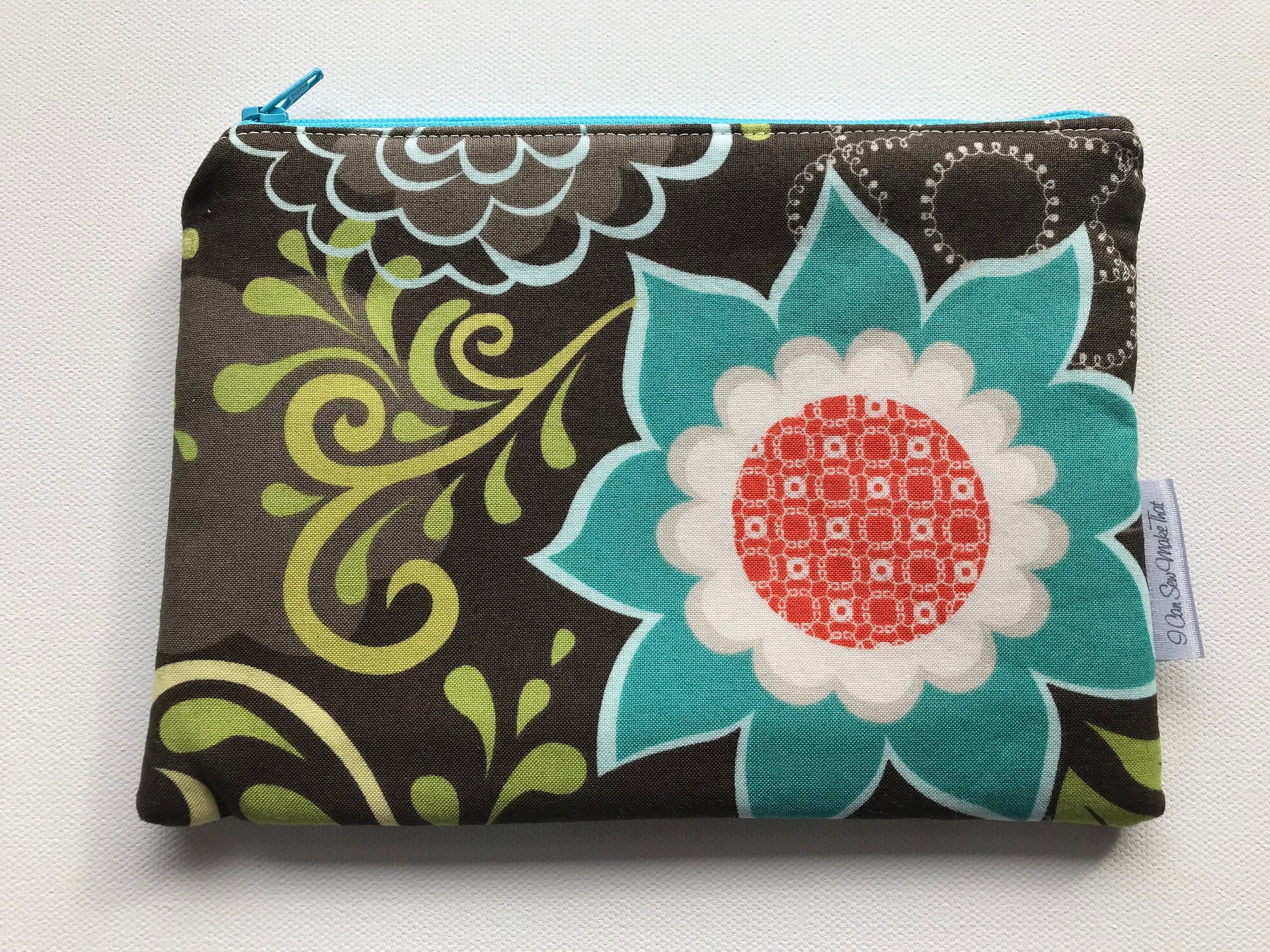 Notion Pouch - Big turquoise flower